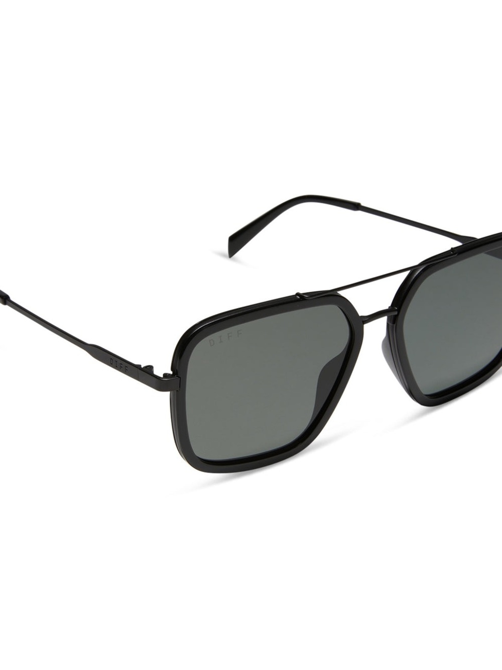 Diff Eyewear Black ‘Jordan’ Aviator Sunglasses with Dark Gray Lenses - Picture 3 of 8